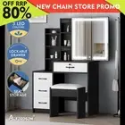 ALFORDSON Dressing Table Stool Set Makeup Mirror Vanity Desk Cabinet Black White