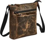 [Cochoa] Women's Real Leather Small Triple Zip Crossbody Bags Purse Travel Bag
