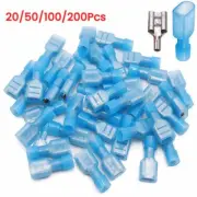 200Pcs Fully Insulated Nylon Female Spade Crimp Terminals Connectors 16-14 AWG
