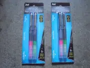 New ! 2 X 2PK Jot Roller Pen with Highlighter Two in One Roller Pen 0.5 mm Black