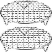 uxcell 2pcs Round Cooking Rack 5-inch 201 Stainless Steel Cross Wire Barbecue Grill Net with 20mm Legs for Cooking Baking Steaming BBQ