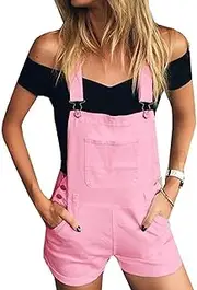 [Cicilin] Women's Adjustable Straps Jeans Shorts Denim Dungarees Short Casual Bib Overalls
