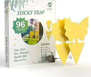 Fruit Fly Sticky Traps, Sticky Traps for Bugs 96 Pack Yellow Double Side Sticky Trap with Shovel for Gnat, Fruit Fly, White Fly, Aphid, Leaf Miner