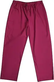 [Tropi] Mens Scrub Pants - Three Pocket Medical Scrubs Uniform Cargo Bottom, Wine, Large