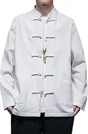 [Generic] Tang Suit,Spring and Autumn Chinese Style Men Clothing Retro Chinese Large Size Tang Suit Long-Sleeve Jacket(Yellow-Brown, Red, White, Black)
