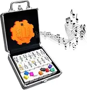 Yinlo Mexican Train Dominoes Set with Sound Effects, Mexican Train Dominoes Game for Travel, 91 Tiles Number Double12 Colored Dominoes Game Set with Aluminum Case, Orange