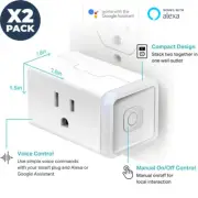 2PK Smart Home Wi-Fi Smart Plug Outlet Voice Control Work with Alexa Google Home