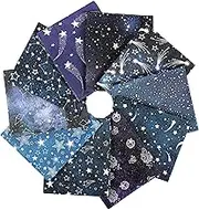 Craftido -25 Options- 100% Cotton Quilting Fabric Bundles 10pcs Fat Quarters 46x53cm (18”x21”)-Medium Weight 5.2 oz- for Quilting, Sewing Project, Patchwork, DIY Crafts – Starry Sky