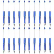 Beadable Pens, 20 Pack Black Ink Plastic Bead Pen DIY Ballpoint Pens, Blue