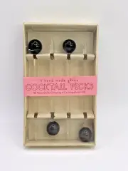 El Paso Chile Company Martini Hand Made Glass Cocktail Olive x 4 Picks NOS MCM