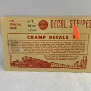 Champ Decal Set HO # S-5 Blue 1/64 Decal Stripes NIP