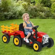 12V Ride On Tractor with Trailer and Remote Control for Kids Red