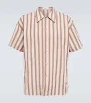 [Commas] Commas Striped cotton and linen shirt UK 16 brown