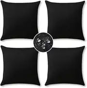OTOSTAR Pack of 4 Decorative Outdoor Waterproof Throw Pillow Covers 18x18 Inch Linen Garden Pillow Covers Outdoor Pillowcases Patio Cushion Cases Pillows for Couch Tent Sofa Farmhouse Decor (Black)