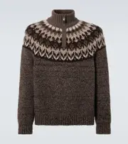 [Loro Piana] Loro Piana Alpe Pile cashmere and silk half-zip sweater AU 93 brown