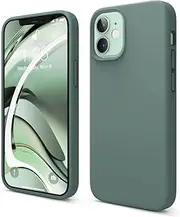 elago Liquid Silicone Case Designed for iPhone 12 Mini (5.4"), Premium Silicone, Full Body Protection : 3 Layer Shockproof Cover Case (Midnight Green)