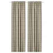 HÄGGVECKMAL room darkening curtains, 1 pair, beige/with heading tape, 145x250 cm