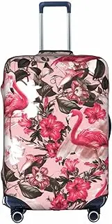 [pvinnk] Flamingo Floral Printed Print Protective Luggage Cover Elastic Washable Suitcase Travel Gear Protector, White, Medium