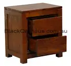 Bedside Table with Drawers, Mahogany Timber Bedside Table Medium Mahogan Brown.