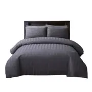 Luxury Duvet Doona Quilt Cover Set Silk Satin D/Q/K/SK - Striped Grey