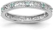 [JewelryWeb] 3mm 925 Sterling Silver Polished Prong set Stackable Expressions Aquamarine Ring Jewelry Gifts for Women - Ring Size Options Range: J to T