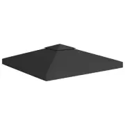 Replacement Gazebo Top Cover Vented Outdoor Canopy Roof 3x3m Black PVC Coated
