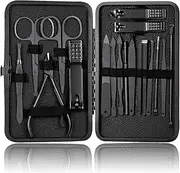 Sadodo Professional Manicure Set, 18PCS Pedicure Manicure Set, Nail Clippers, Grooming Kit Cuticle Remover,Women Manicure and Pedicure Tools,Royal Black