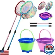 Kids Fishing Net, 2 Pack Telescopic Landing Nets with Aluminum Pole Handle, C