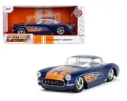 Jada 1:24 Big Time Muscle 1957 Chevrolet Corvette Dark Blue with Flames 35031