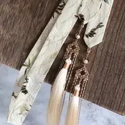 Tassel Scarf Hair Tie 03 - White - One Size