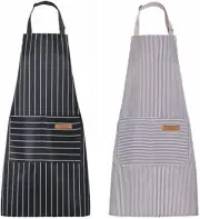 Apron, Adjustable 2 Pack Bib Aprons with 2 Pockets Cooking Kitchen Aprons for