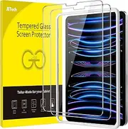 JETech Screen Protector for iPad Pro 12.9-Inch (2022/2021/2020/2018 Model, 6th/5th/4th/3rd Generation) with Easy Installation Frame, Tempered Glass Film, HD Clear, 2-Pack