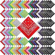 [Panitay] 300 Pcs Bandanas Bulk Paisley Cowboy Polyester Headband Western Unisex Handkerchief for Men Women, 21.2 x 21.2 Inch
