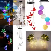 Solar Color Changing Wind Chime Light LED Hanging Lamp Bird Ball Garden Decor