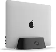 HumanCentric Vertical Laptop Stand in Black Aluminum, Upright Adjustable Holder and Dock, Laptop Vertical Stand Fits MacBook Pro and Other Laptops .5" to 1.5", Clamshell Compatible
