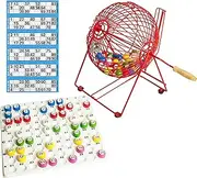 Thomas and Anca Bingo Cage, Balls & Check-tray - Red, 90 Balls, 90 Check-tray, Table-top, Non-slip, 2018 Model, Ages 0+