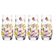 4pc Ashdene Pressed Flowers 540ml Crystal Glass Highball Tumbler Drinking Set