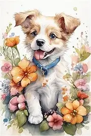 Ausanrl Dog Paint by Number Kits for Adults-Paint by Number Canvas for Adults,Dog Paint by Numbers Adults for Gift Home Wall Decor(16x20 inch)