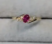 2.14 Ct Oval Cut Natural Pink Ruby & Diamond Ring14K solid Yellow gold