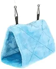 Bird Parrot Hammock Hut Practical Plush Snuggle Hanging Cave Cage Bed Tent Large (Blue)