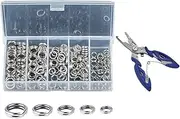 Halyuhn 200Pcs 5-9 mm Double Jump Rings for Jewelry Making, Key Rings for Keychains, Stainless Steel Mini Split Ring with Plier, Crafts Double Split Rings Fishing, Keychain Rings, and Other DIY Crafts