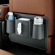 Raksonic Car Backseat Organiser Anti-Kick Pad Car Storage Bag Waterproof and Anti-fouling Universal Leather Car Seat Storage Bag Multi-Function Storage（Black）