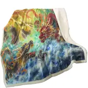 Cool Fantasy Fire vs Water Encountering Dragons Throw Blanket