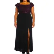Formal Dress Plus Sizes 16W 18W 20W 22W Purple Black short Sleeves Nightway