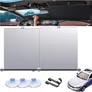 Automatic Retractable Car Sunshade, 2024 New Automatic Retractable Sunshade for Car Windshield,Retractable Car Sun Shade Windshield,Universal Foldable Front Window Sunshade Car Accessories (Set A)