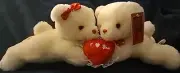 NWT PBC Tag Alongs - Plush White Teddy BEARS- KISS 'N KOUSINS - Heart