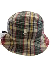 NEW! POLO Ralph Lauren [S/M] Men's Plaid Reversible Bucket Sports Hat, Green/Tan