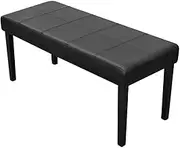 Black Artificial Leather Bench - Durable Wood Frame, Thickly-Padded Top, Total Size 106 x 43 x 46 cm, Easy to Clean, Stylish Seating for Home Decor