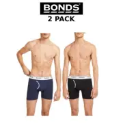 Mens Bonds Mid Midway Guyfront Trunks 2 Pack Cotton Stretch Seamfree Undie MY7WA