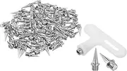 [uxcell] 1/2 Inch Steel Track Spikes, 100 Pack Sports Shoes Spikes Replacement Accessories with Spike Wrench for Long Jumping Running, Silver Tone